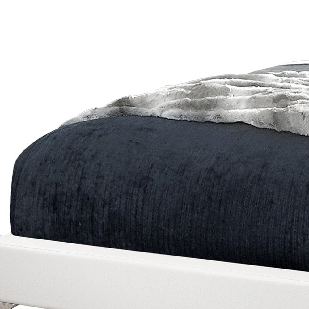 White Solid Wood Queen Upholstered Linen Bed Frame  Warm Home View