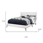 White Solid Wood Queen Upholstered Linen Bed Frame  Warm Home View
