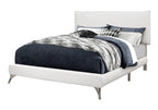White Solid Wood Queen Upholstered Linen Bed Frame  Warm Home View