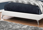 White Solid Wood Queen Upholstered Linen Bed Frame  Warm Home View