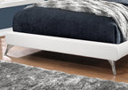 White Solid Wood Queen Upholstered Linen Bed Frame  Warm Home View