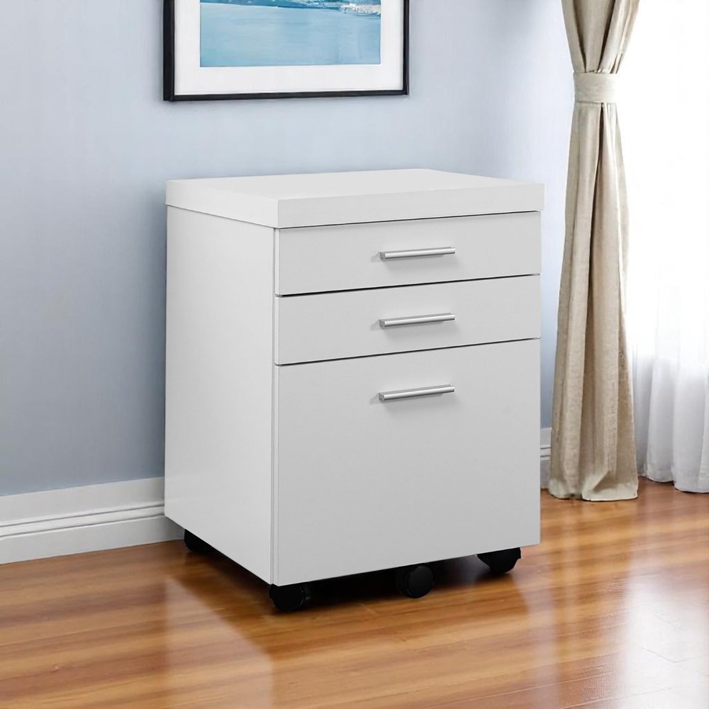 25" White Particle Board Filing Cabinet With Drawers  Warm Home View
