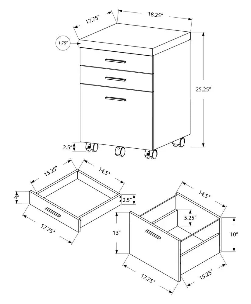 White Wood 3 Drawer Filing Cabinet - Particle Board, 1-Piece  Warm Home View