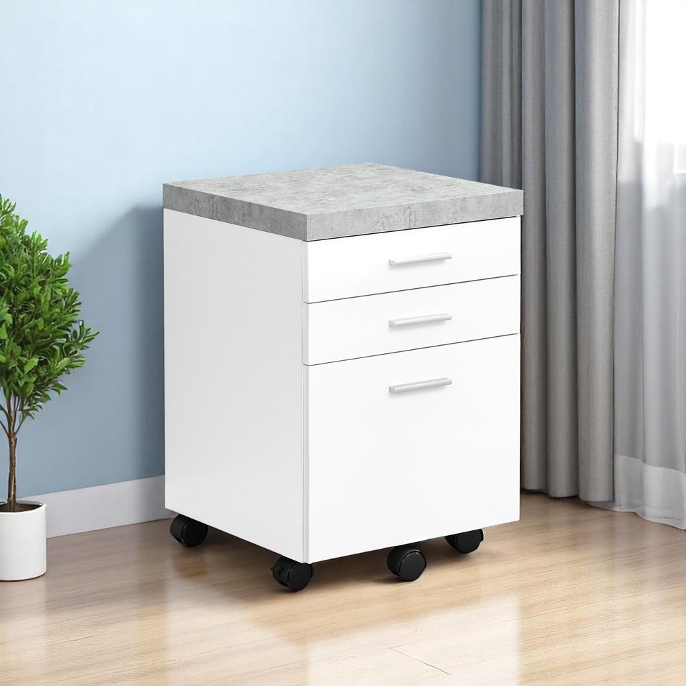 White and Gray 3 Drawer Filing Cabinet - Particle Board, 1-Piece  Warm Home View
