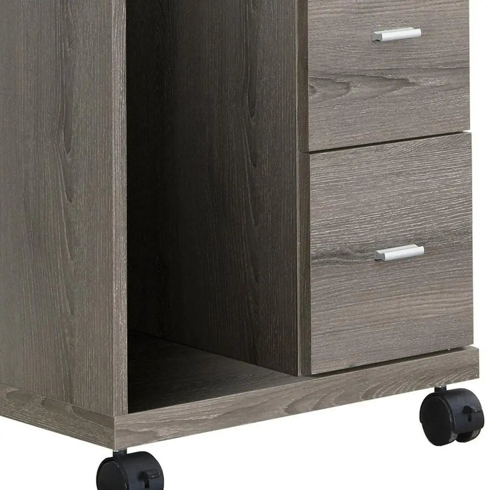 Mobile Office Storage Cabinet - Dark Taupe Wood, 1-Piece  Warm Home View