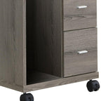 17.75" X 17.75" X 23" Dark Taupe Particle Board Hollow Core 2 Drawers  Office Cabinet  Warm Home View