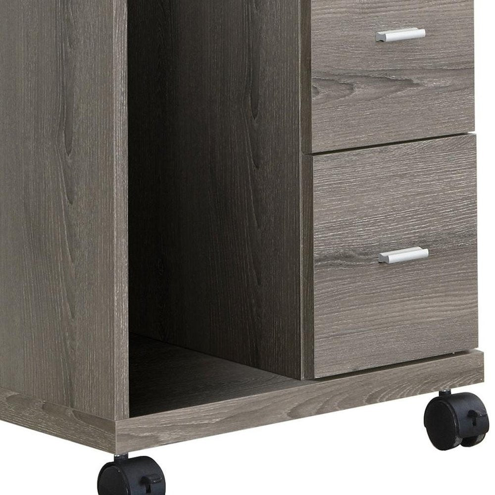17.75" X 17.75" X 23" Dark Taupe Particle Board Hollow Core 2 Drawers  Office Cabinet  Warm Home View
