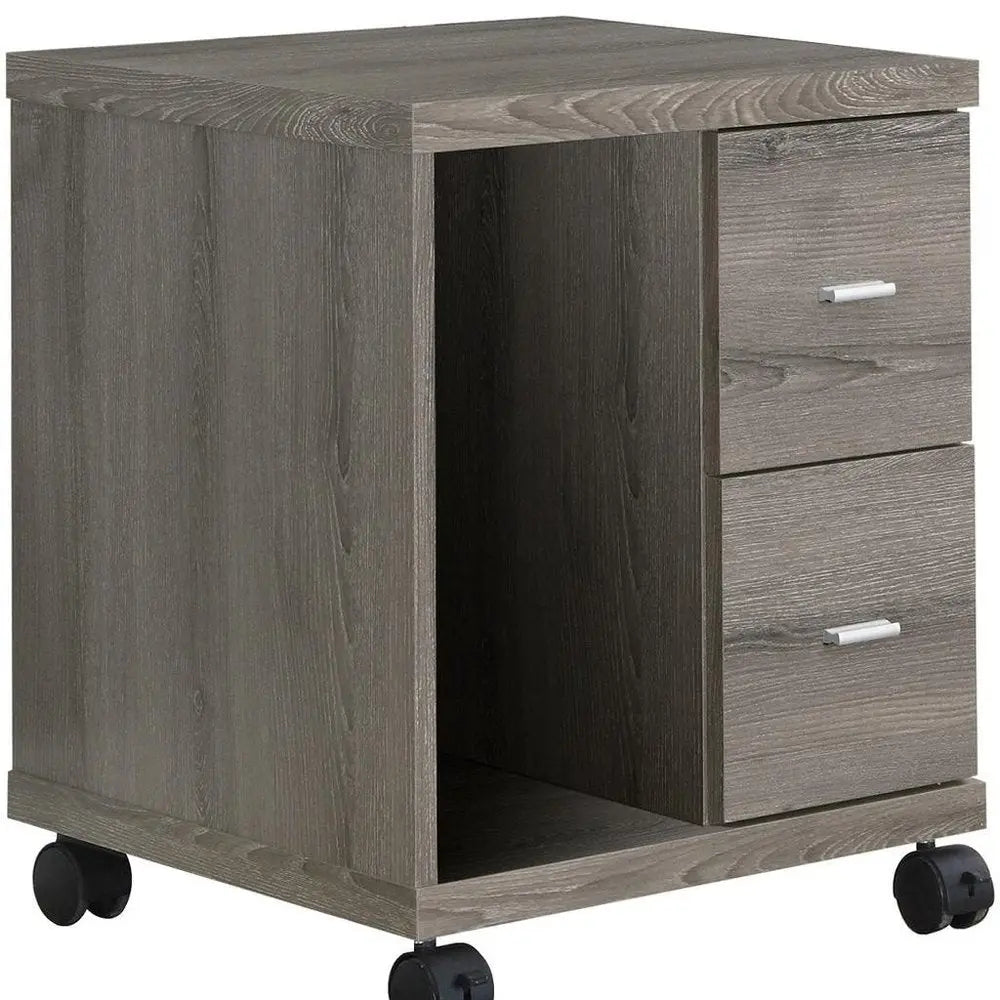 Mobile Office Storage Cabinet - Dark Taupe Wood, 1-Piece  Warm Home View