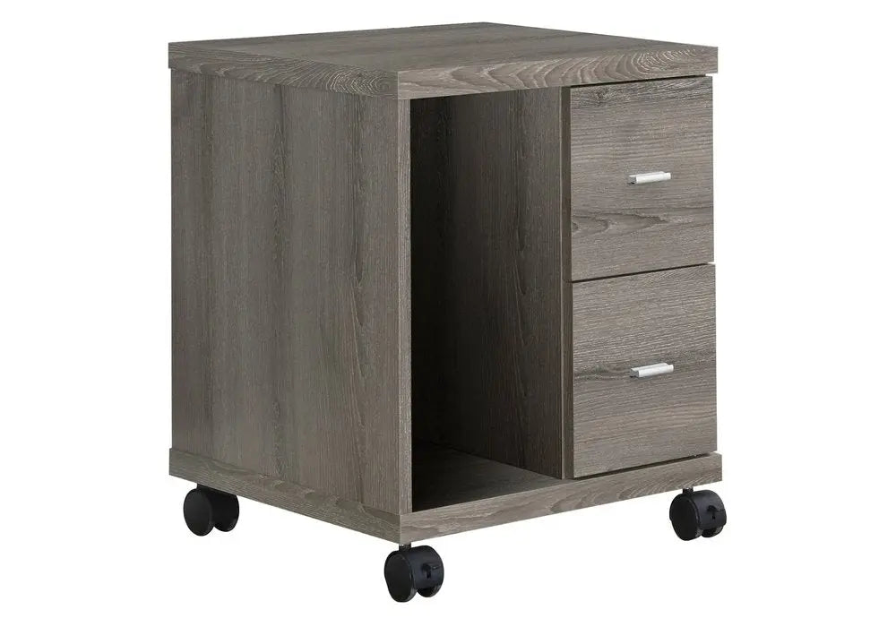 Mobile Office Storage Cabinet - Dark Taupe Wood, 1-Piece  Warm Home View