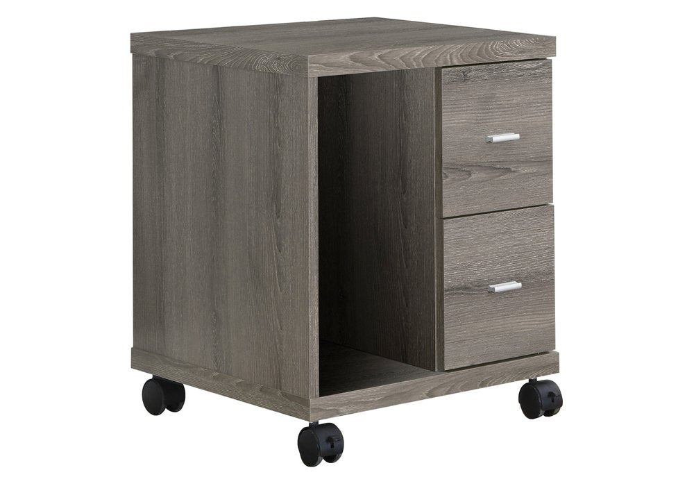 17.75" X 17.75" X 23" Dark Taupe Particle Board Hollow Core 2 Drawers  Office Cabinet  Warm Home View