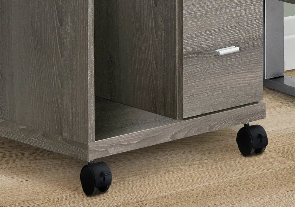 Mobile Office Storage Cabinet - Dark Taupe Wood, 1-Piece  Warm Home View