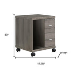 17.75" X 17.75" X 23" Dark Taupe Particle Board Hollow Core 2 Drawers  Office Cabinet  Warm Home View
