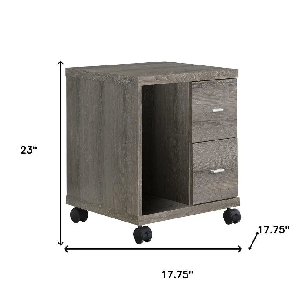 Mobile Office Storage Cabinet - Dark Taupe Wood, 1-Piece  Warm Home View