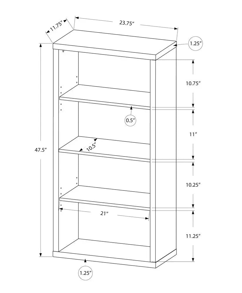 White Wood Adjustable Four Tier Bookcase - 1 Piece  Warm Home View