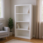 White Wood Adjustable Four Tier Bookcase  Warm Home View