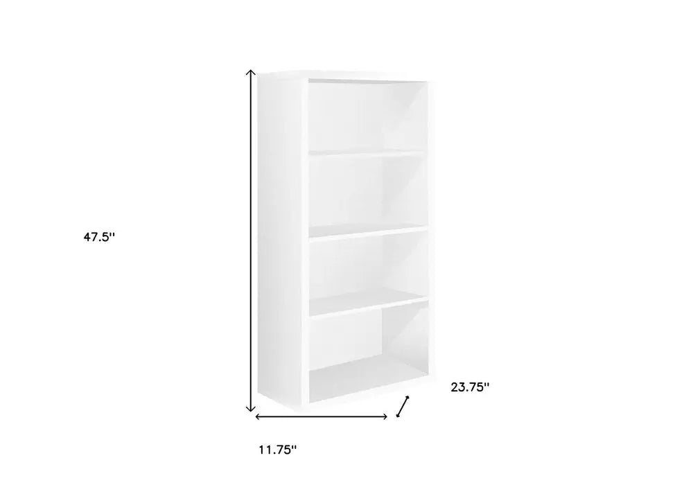 White Wood Adjustable Four Tier Bookcase - 1 Piece  Warm Home View