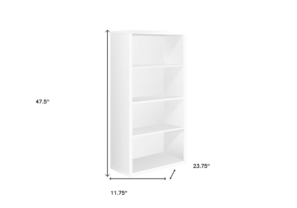 White Wood Adjustable Four Tier Bookcase  Warm Home View