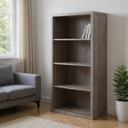 Taupe Wood Four Tier Bookcase  Warm Home View
