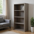 Taupe Wood Four Tier Bookcase Vertical Manufactured Wood  Warm Home View