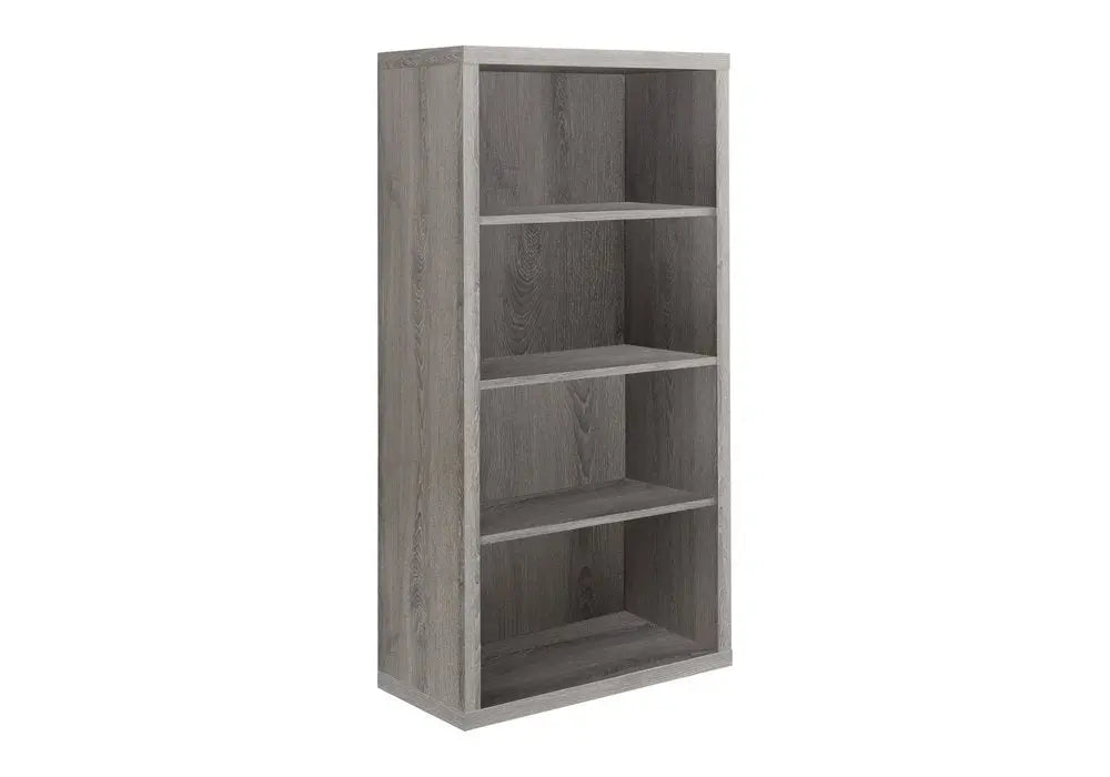 Taupe Wood Four Tier Bookcase Vertical Manufactured Wood  Warm Home View