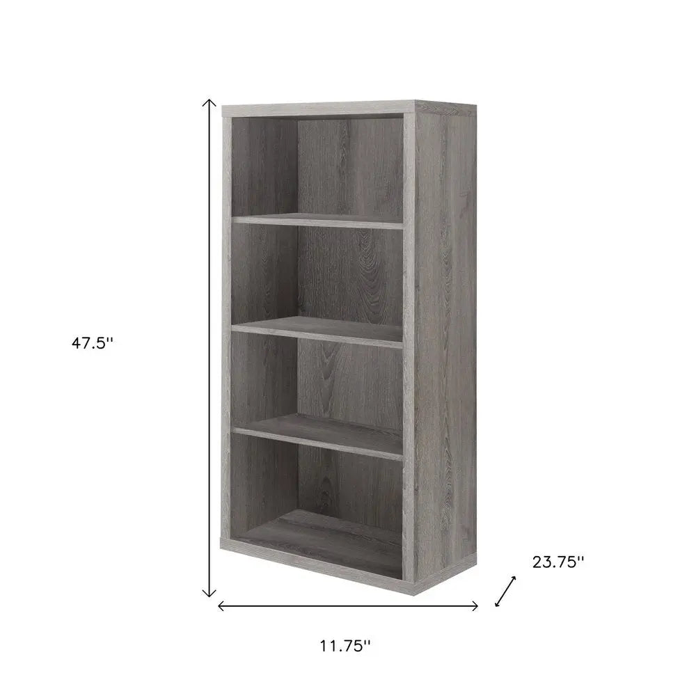 Taupe Wood Four Tier Bookcase Vertical Manufactured Wood  Warm Home View