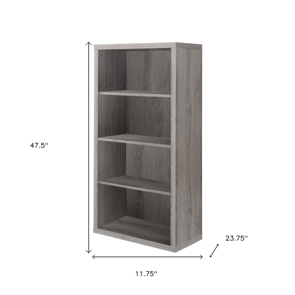 Taupe Wood Four Tier Bookcase  Warm Home View