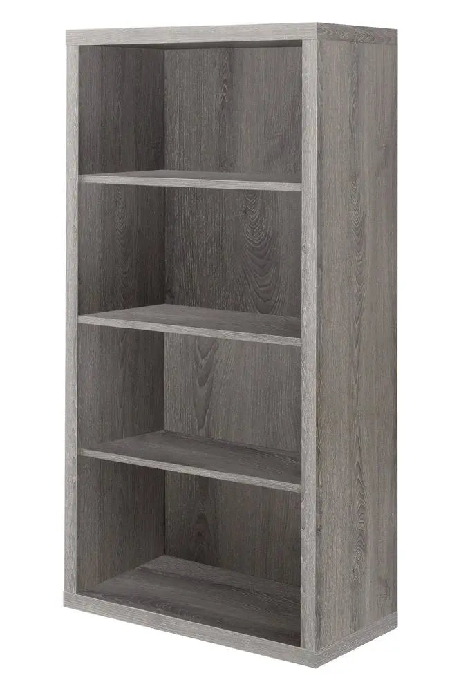 Taupe Wood Four Tier Bookcase Vertical Manufactured Wood  Warm Home View