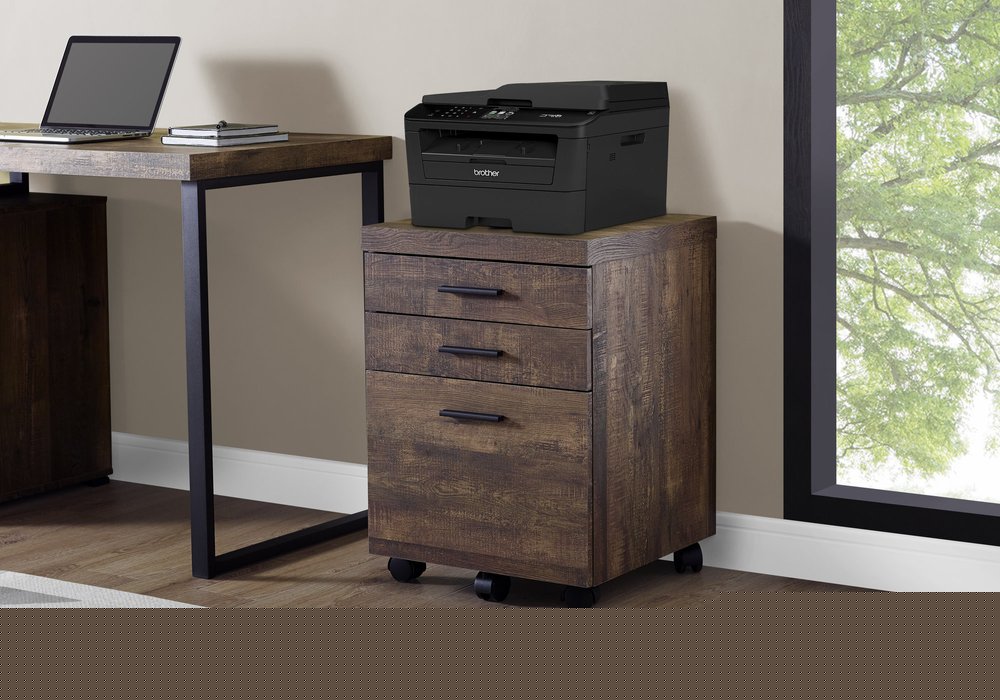 Brown Wood 3 Drawer Filing Cabinet - Particle Board, 1-Piece  Warm Home View