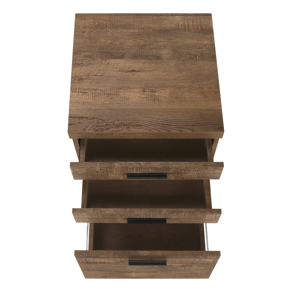 25" Brown Particle Board and Wood Filing Cabinet With Drawers  Warm Home View