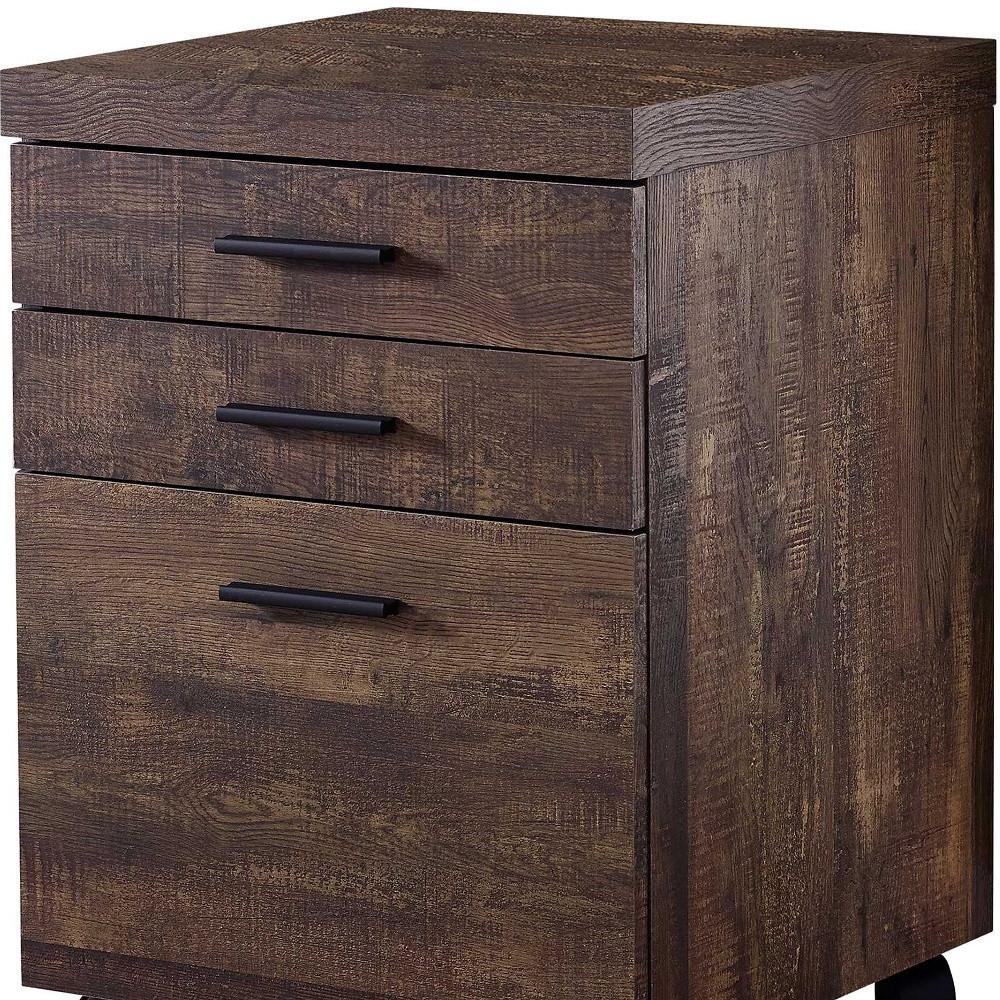 25" Brown Particle Board and Wood Filing Cabinet With Drawers  Warm Home View