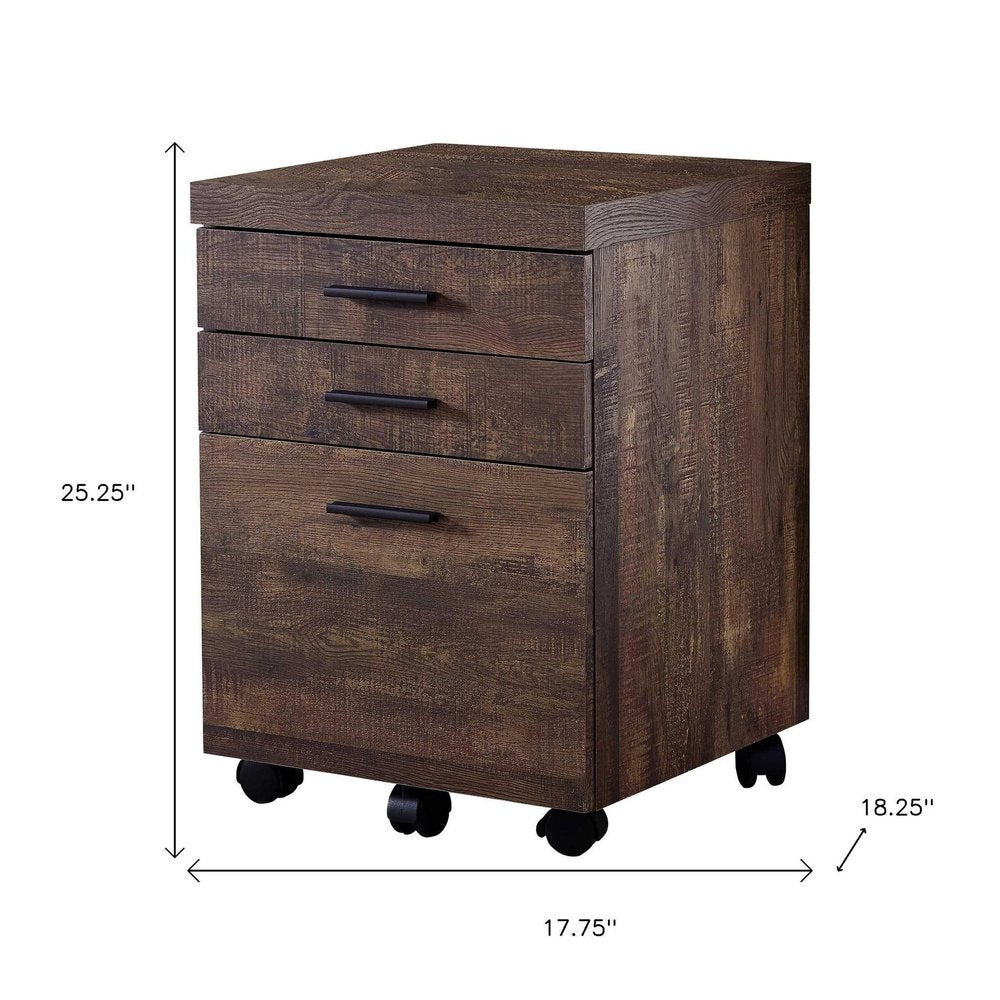 25" Brown Particle Board and Wood Filing Cabinet With Drawers  Warm Home View