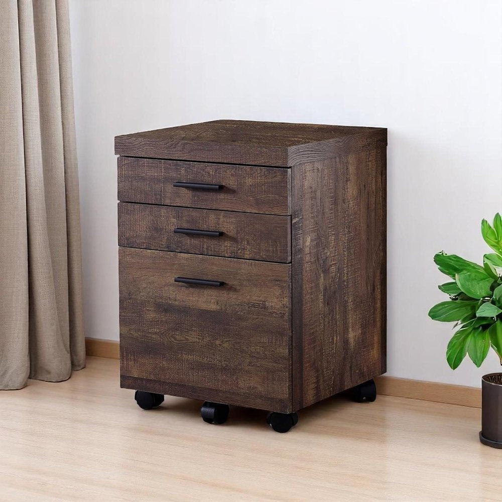 25" Brown Particle Board and Wood Filing Cabinet With Drawers  Warm Home View