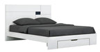 White Wood CA King Platform Bed Frame With Storage Drawer  Warm Home View