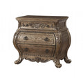 34" Champagne Novelty Three Drawers Solid Wood Nightstand  Warm Home View