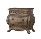 34" Champagne Novelty Three Drawers Solid Wood Nightstand  Warm Home View