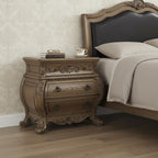 34" Champagne Novelty Three Drawers Solid Wood Nightstand  Warm Home View
