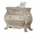 34" Antiqued White Solid Wood Three Drawer Nightstand  Warm Home View