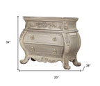 34" Antiqued White Solid Wood Three Drawer Nightstand  Warm Home View