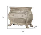 34" Antiqued White Solid Wood Three Drawer Nightstand  Warm Home View