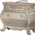34" Antiqued White Solid Wood Three Drawer Nightstand  Warm Home View