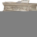 34" Antiqued White Solid Wood Three Drawer Nightstand  Warm Home View