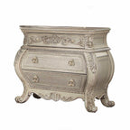 34" Antiqued White Solid Wood Three Drawer Nightstand  Warm Home View