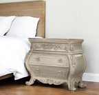34" Antiqued White Solid Wood Three Drawer Nightstand  Warm Home View