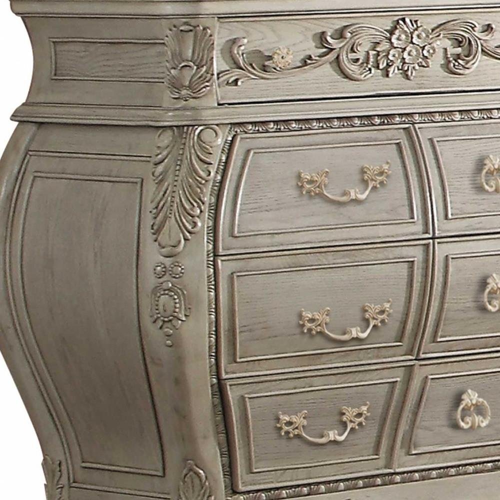 73" Off White Solid Wood Nine Drawer Double Dresser  Warm Home View