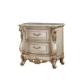 32" Antiqued White Two Drawers Mirrored Nightstand  Warm Home View