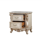 32" Antiqued White Two Drawers Mirrored Nightstand  Warm Home View