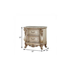 32" Antiqued White Two Drawers Mirrored Nightstand  Warm Home View