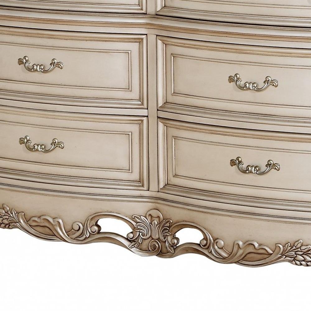 72" Beige Solid Wood Six Drawer Double Dresser  Warm Home View