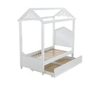 White Wood Twin Canopy Bed Frame  Warm Home View