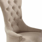 Set of Two 28" Beige and Dark Brown Linen Tufted Parsons Chair  Warm Home View
